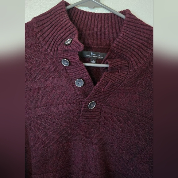 Marc Anthony Maroon Cable Knit Sweater Size Large - Picture 3 of 7